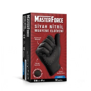 MasterForce Siyah Nitril L Beden Eldiven 50 li