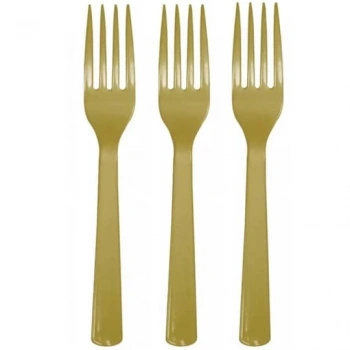 May Plastik Renkli Çatal Altın 25 Li