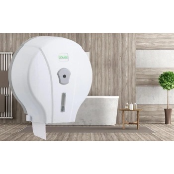 Vialli Mini Jumbo Tuvalet Kağıdı Dispenseri (Beyaz)