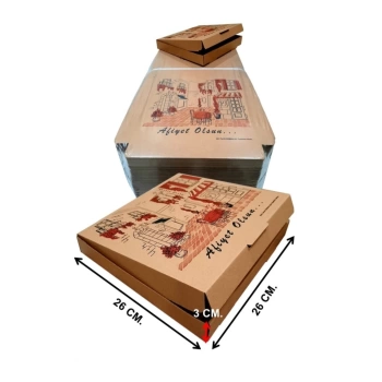Pizza Kutusu 26X26X3 Cm-100 Adetli