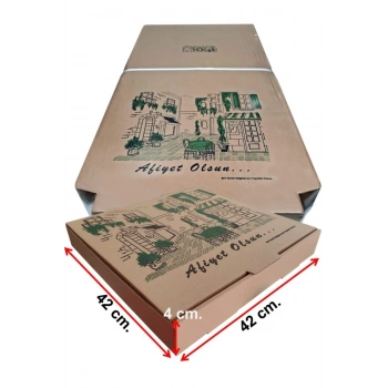 Karton Pizza Kutusu 42x42x4 cm 100 Adetli