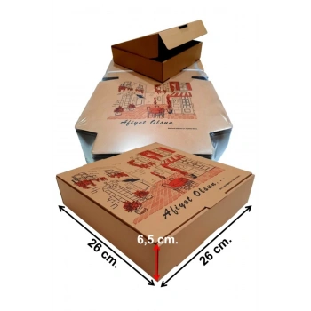 Pizza (Lahmacun) Kutusu 26x26x6,50 cm - 100 Adet