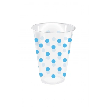 Roll-Up Plastik Bardak Açık Mavi Puantiyeli Şeffaf 250cc 25li