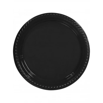 Siyah Renkli Plastik Tabak 25 Adetli