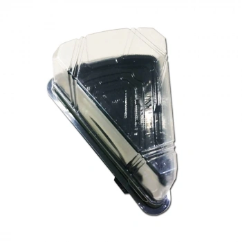 Star Üçgen Dilim Pasta Kutusu Siyah Kap+Şeffaf Kapak 50 li Paket