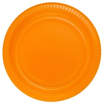 Turuncu Renkli Plastik Tabak 25 Adetli