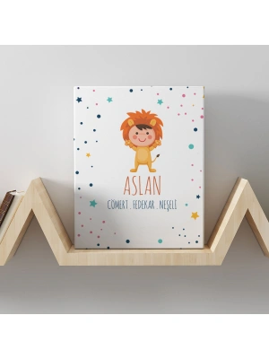 Aslan Burcuna Özel Tasarım Kanvas  Tablo