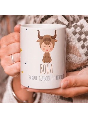 Boğa Burcu Özel Sevimli Beyaz Kupa Bardak