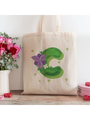 C Harfi Tasarımlı Alışveriş Plaj Bez Çanta