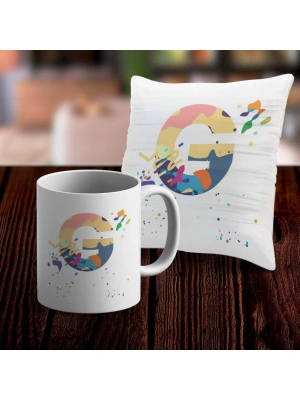 G Harfi Tasarımlı Kupa ve Yastık Kılıfı Hediye Seti