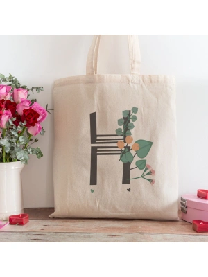 H Harfi Tasarımlı Alışveriş Plaj Bez Çanta