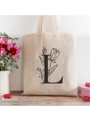 L Harfi Tasarımlı Alışveriş Plaj Bez Çanta