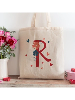 R Harfi Tasarımlı Alışveriş Plaj Bez Çanta