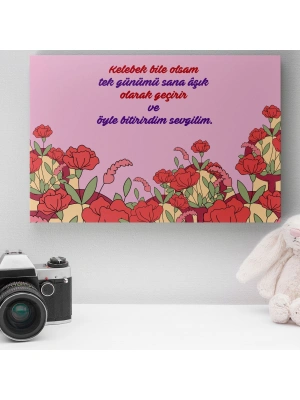 Romantik Tasarımlı Mini Kanvas Tablo - No1