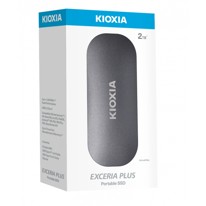 2TB KIOXIA EXCERIA PLUS G2 USB 3.2 1050/1000 MB/s LXD10S002TG8