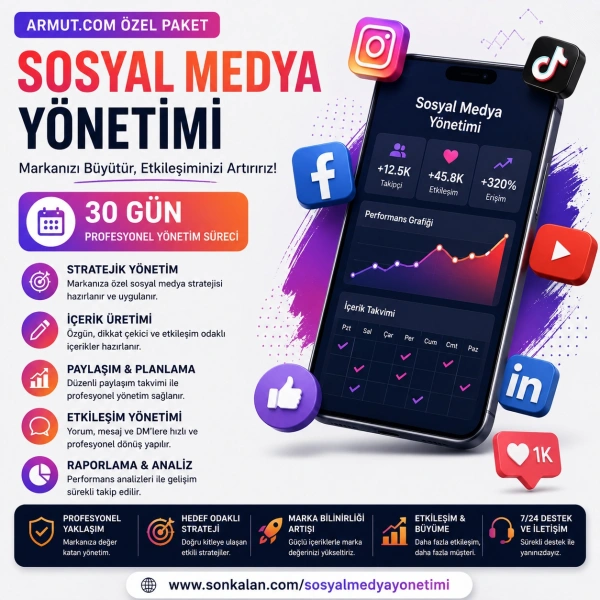 Sosyal Medya Yönetimi – 30 Gün (Armut.com Özel Paket)