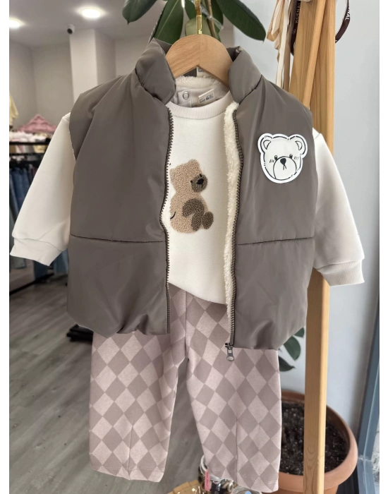 Ayıcık Yelekli 3lü Takım (12-24 ay)