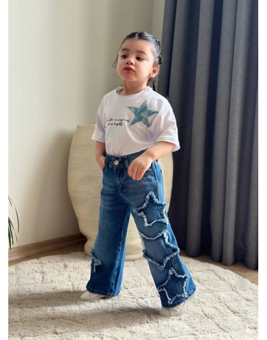 Yıldızlı Oversize Tişörtlü Kot Takım