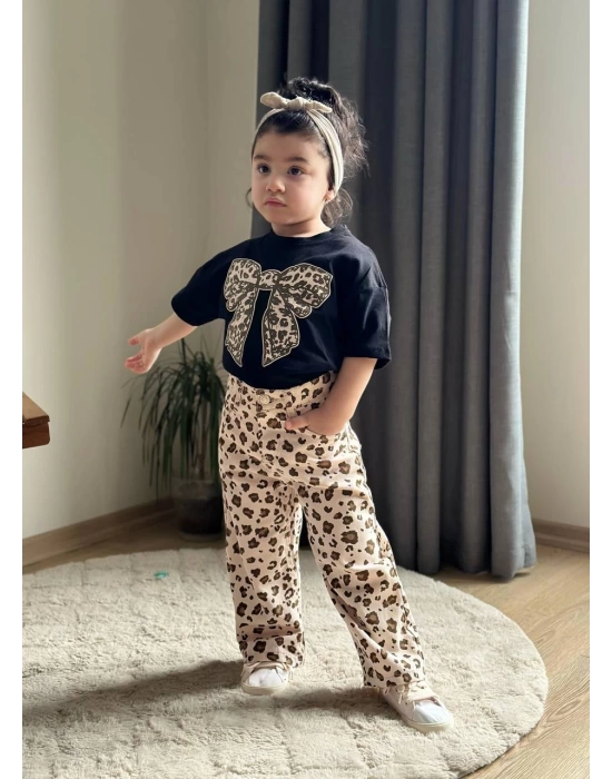 Leopar Gabardin Pantolonlu Takım