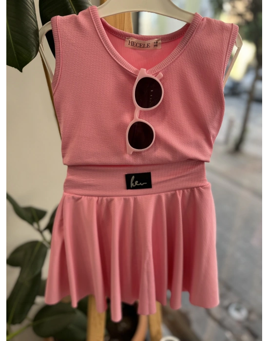 Kendinden Şortlu Pembe Takım