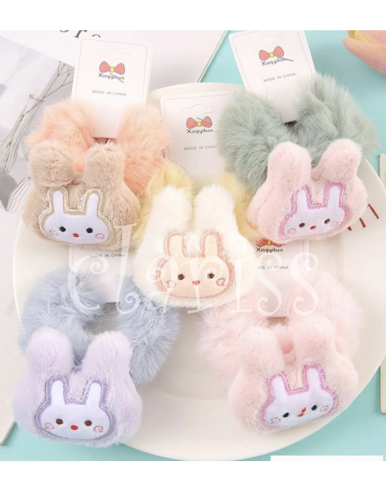 Tavşan Figürlü Tüylü Simit Toka