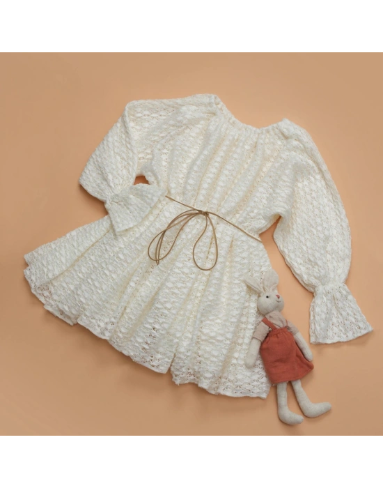 Dantelli Yarasa Kol Elbise (2-4 yaş)