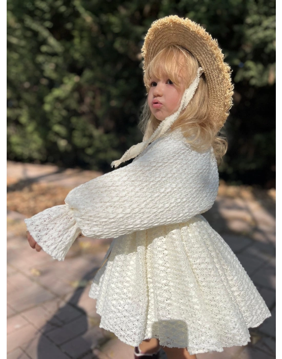 Dantelli Yarasa Kol Elbise (2-4 yaş)