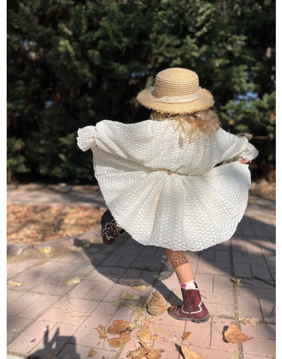 Dantelli Yarasa Kol Elbise (2-4 yaş)