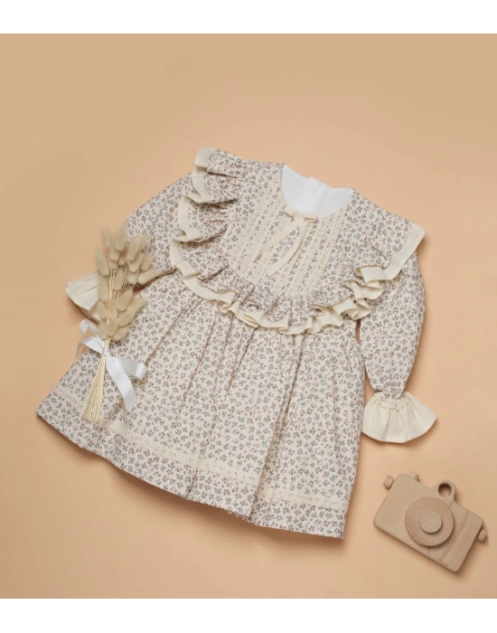 Çiçekli Vintage Elbise (1-4 yaş)