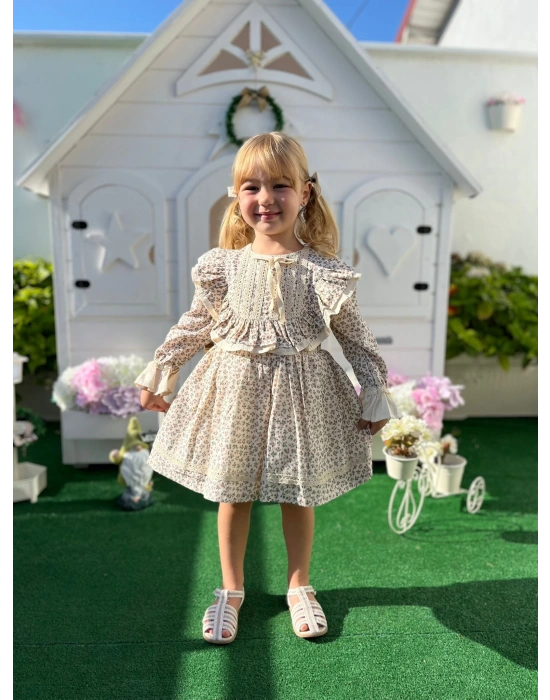 Çiçekli Vintage Elbise (1-4 yaş)
