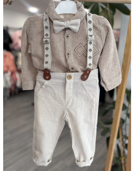 Pamuklu Keten Kahve 4lü Takım (1-4 yaş)