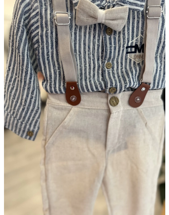 Pamuklu Keten Lacivert 4lü Takım (1-4 yaş)