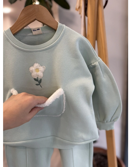 Çiçek Nakışlı Cepli Takım (1ve2 yaş)