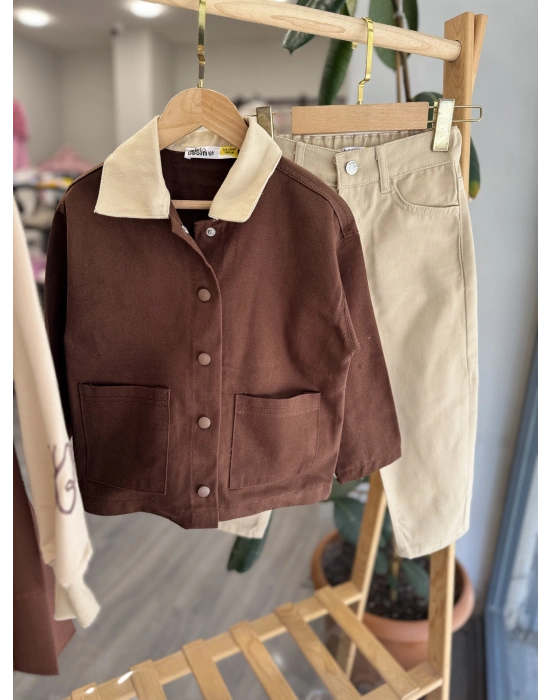 Gabardin Kahve Bej İkili Takım