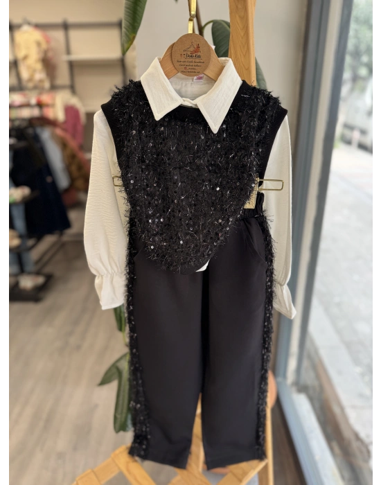 Süveterli Siyah 3’lü Takım