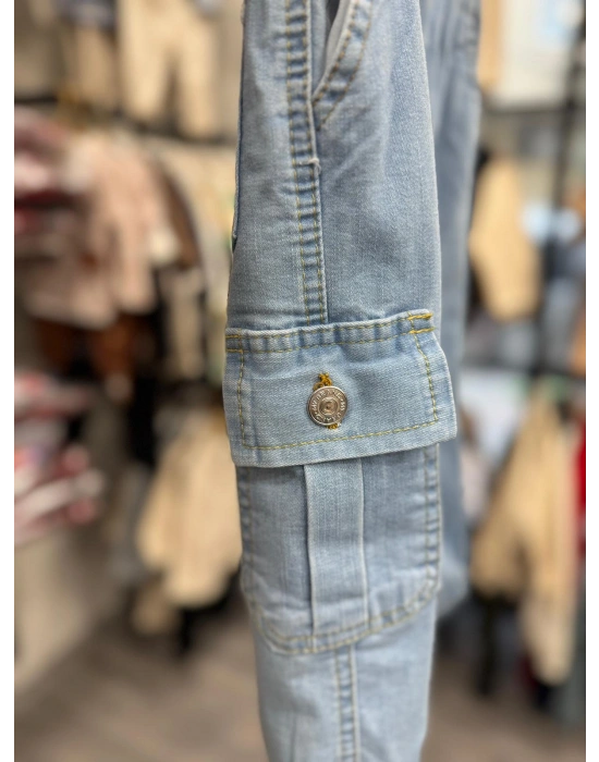 Buz Mavisi Kargo Cep Jean (1-3 yaş)