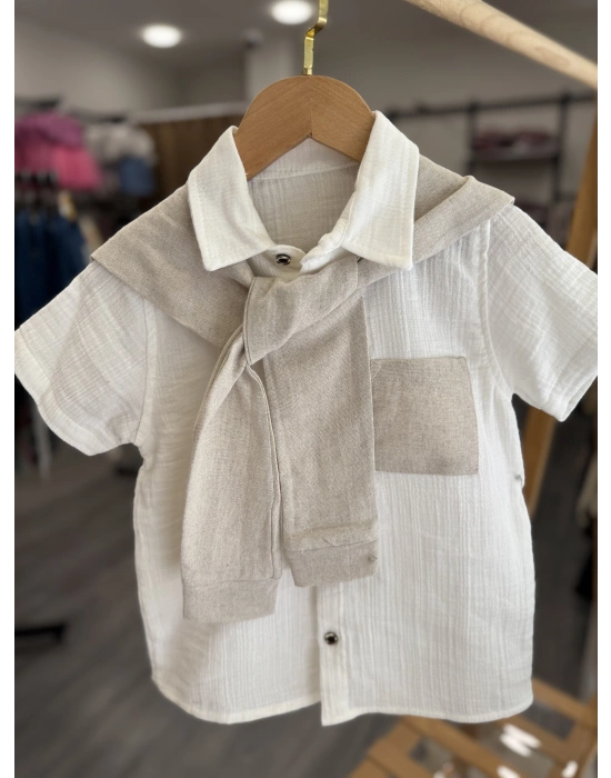 Aksesuarlı Pamuklu Keten Takım (2-5 yaş)