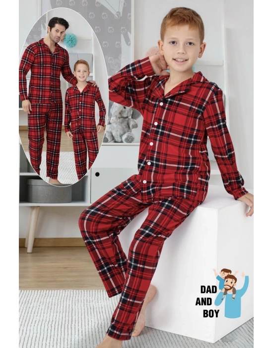 Kırmızı Çizgili Çocuk Pijama Takımı (5-16 yaş)