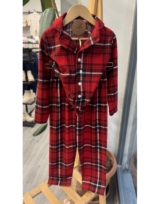 Kırmızı Çizgili Çocuk Pijama Takımı (5-16 yaş)