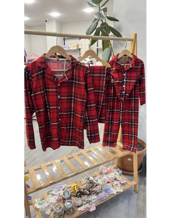 Kırmızı Çizgili Çocuk Pijama Takımı (5-16 yaş)