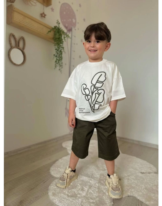 Haki Kot Şortlu Takım