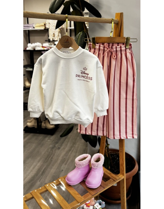 Princess Baskılı Geniş Paçalı Takım (2-8 yaş)