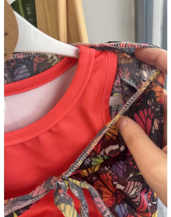 Üçlü Bikini Takımı Nar Çiçeği