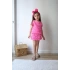 Gül Detaylı Pembe Şort Etekli Takım