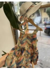 Şapkalı Turuncu Elbise