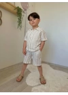 Kahve Çizgili Fermuarlı Takım