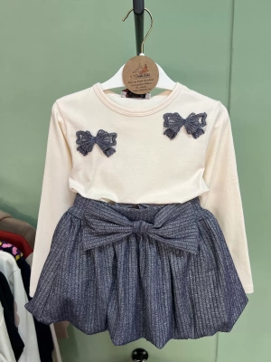 Fiyonklu Simli Balon Etekli Takım