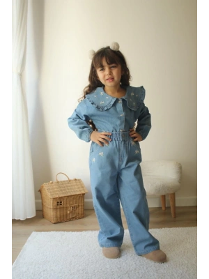 Yaka Çiçekli Kot İkili Takım