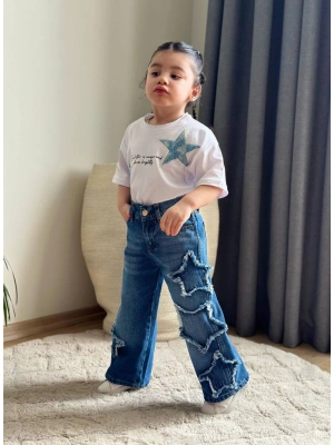 Yıldızlı Oversize Tişörtlü Kot Takım