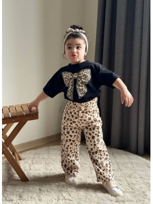 Leopar Gabardin Pantolonlu Takım